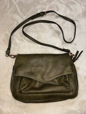 Moda Luxe Olive Green Pebbled Leather Crossbody